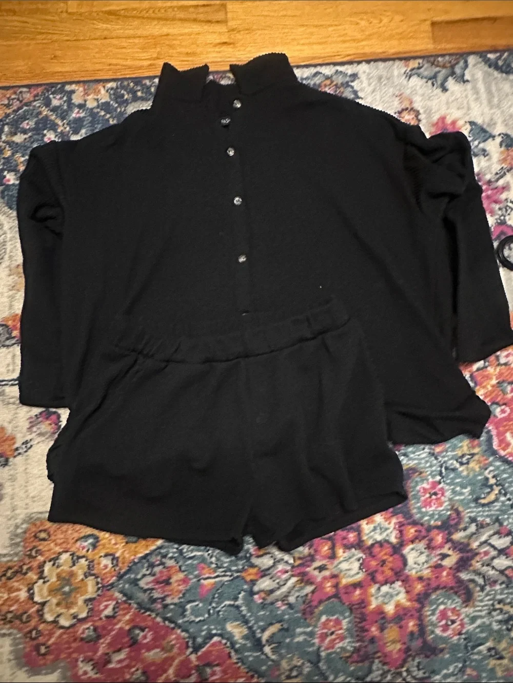 Black Women's Knit Lounge Shorts and Top Set